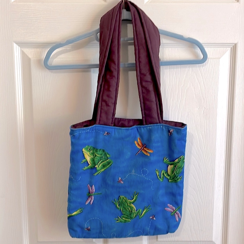 OOAK Handmade Dragonfly Bees Frog Tote Bag